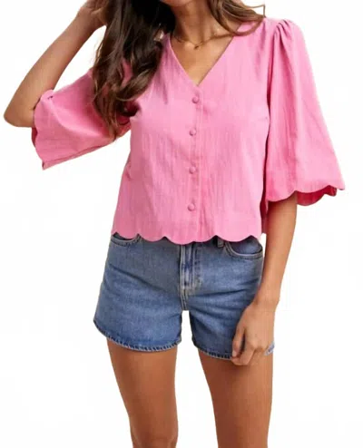 Anniewear Harper Scalloped Hem Cotton Blouse In Pink
