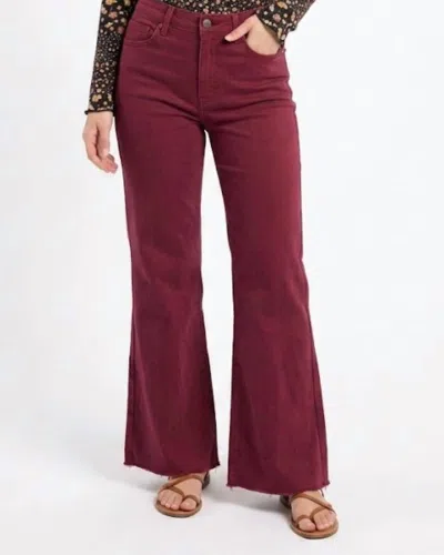 Anniewear High Rise Cropped Wide Leg Jeans In Wine In Burgundy