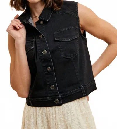 Anniewear Jordan Stretch Denim Vest In Black