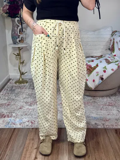Anniewear Kayttie Polka Dot Barrel Leg Pants In Cream / Ivory In Yellow