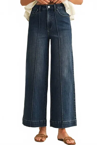 Anniewear Kelsey Pin Tuck Wide Leg Jeans In Blue