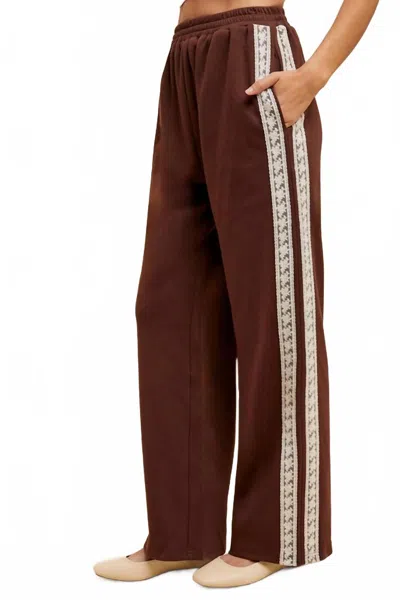 Anniewear Lace Trimmed Track Pants In Brown