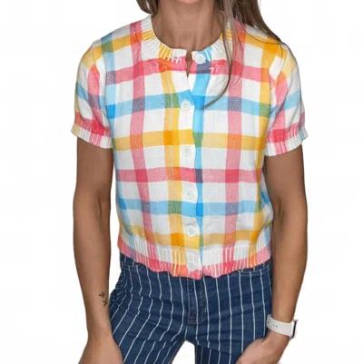 Anniewear Leona Button Down Plaid Top In Multi In White