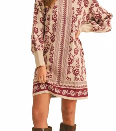 Anniewear Raegan Sweater Dress In Burgundy In Multi