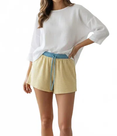 Anniewear Loose Fit Stripe Knit Shorts In Butter/sky In Multi