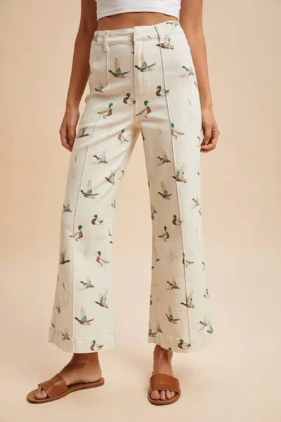Anniewear Mallard Duck Wide Leg Denim In Ivory In White