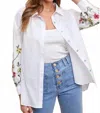 Anniewear Margot Embroidered Button Down Shirt In White In Multi