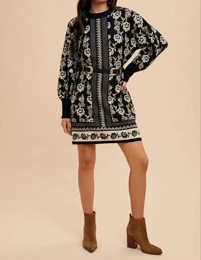 Anniewear Mary Sweater Dress In Black/oatmeal In Multi