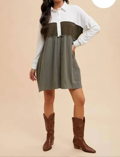 Anniewear Matched Up Dress In Green/white In Multi
