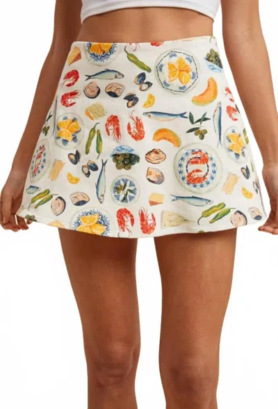 Anniewear Mediterranean Food Motif Printed Skort In Multi