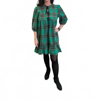 Anniewear Minnie Plaid Mini Dress In Green In Multi