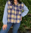 Anniewear Mixed Media Jacket In Multi In Blue