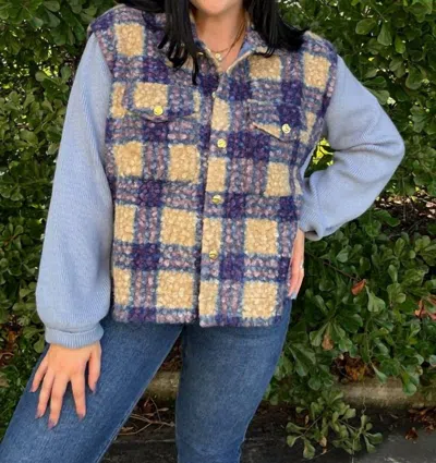 Anniewear Mixed Media Jacket In Multi In Blue