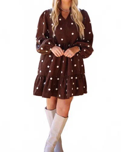 Anniewear Penny Polka Dot Mini Dress In Brown