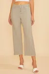 Anniewear Plus High Rise Stretch Button Up Cropped Wide Leg Denim Jeans In Sage In Multi