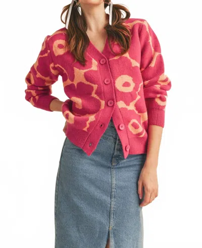 Anniewear Quiet Spring Floral Cardigan In Magenta In Pink