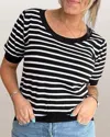 Anniewear Quinn Striped Puff Top In Black