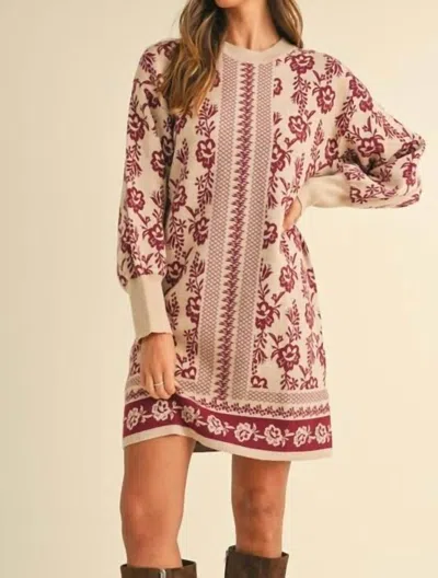 Anniewear Raegan Sweater Dress In Burgundy In Multi