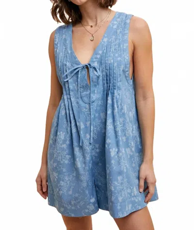 Anniewear Ricky Bobby Floral Pintuck Romper In Iight Blue In Animal Print