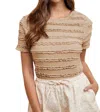 Anniewear Ruffle Trim Textured Knit Short Sleeve Top In Latte In Neutral