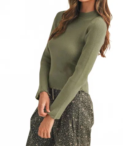 Anniewear Scales Scallop Edge Sweater In Moss In Green
