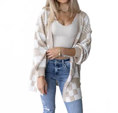 Anniewear Shaina Checkered Open Cardigan In Multi In Neutral