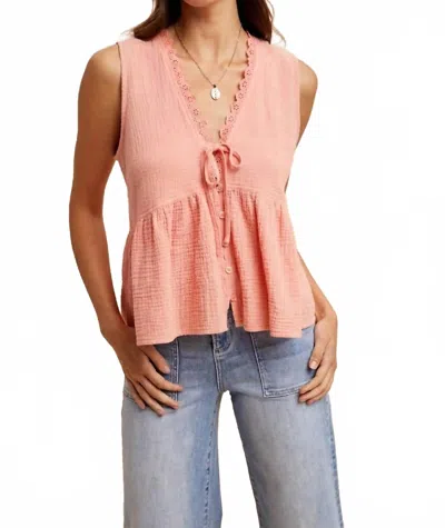 Anniewear Sleeveless Button Front Top In Pink
