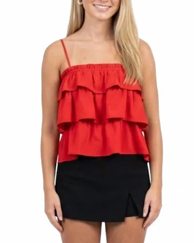 Anniewear Sleeveless Ruffle Top In Cherry Red
