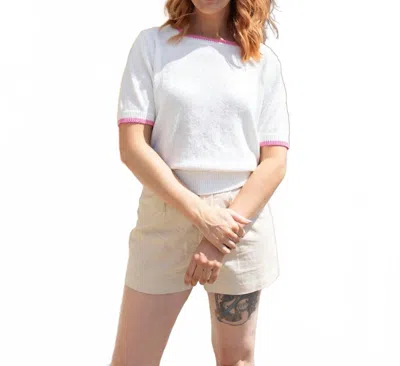 Anniewear Square Neck Short Sleeve Top In White