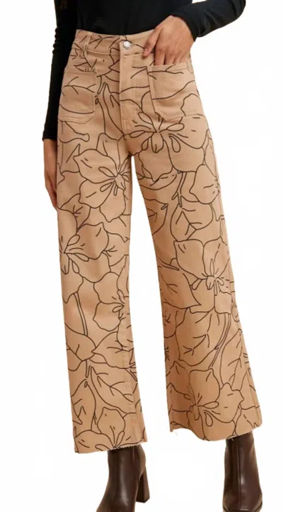 Anniewear Stretch High Rise Wide Leg Crop Jeans In Latte In Multi