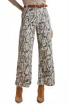Anniewear Stretch High Rise Wide Leg Cropped Denim Jean In Snake Print In Multi