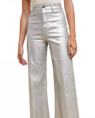 Anniewear Stretch Wide Leg Denim Jeans In Silver