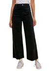 Anniewear Stretch Wide Leg Jean In Suede Black In Multi