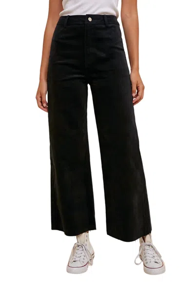 Anniewear Stretch Wide Leg Jean In Suede Black In Multi