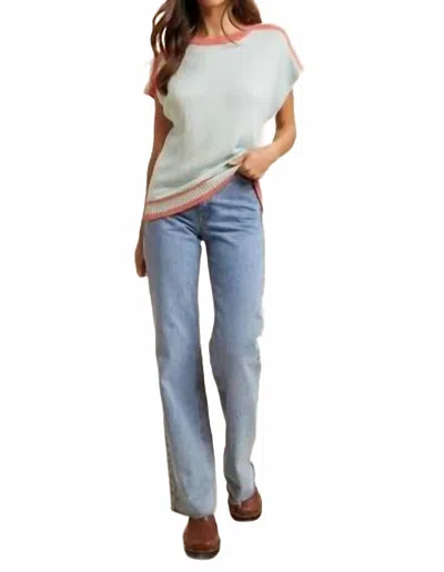 Anniewear Stripe Colorblock Dolman Sleeve Sweater In Misty Mint In Multi