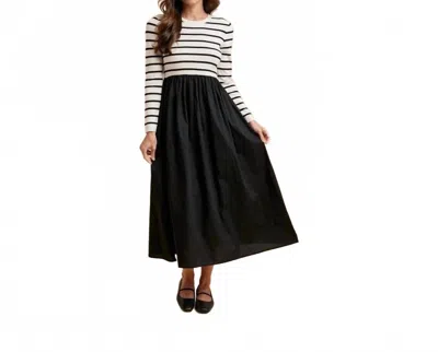 Anniewear Striped Poplin Midi Dress In Black Stripe In White