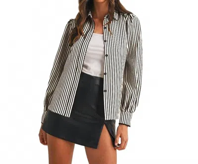 Anniewear Striped Scallop Trim Top In Black & White In Multi