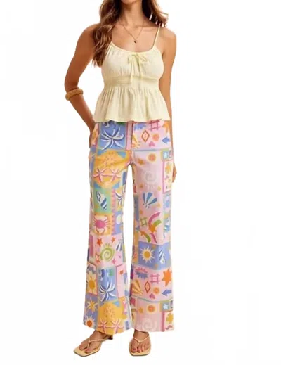 Anniewear Summer Patchwork Wide Leg Jeans In Pink