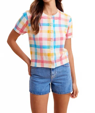 Anniewear Leona Button Down Plaid Top In Multi In White