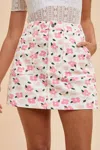 Anniewear The Floral Denim Mini Skirt In Pink In Animal Print