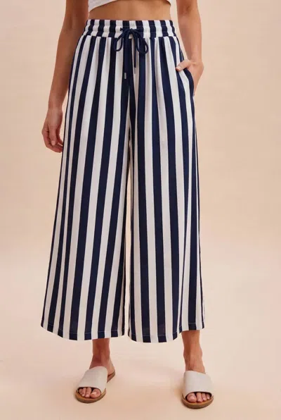 Anniewear Vertical Stripe Pants In Navy In Blue