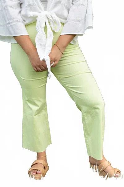 Anniewear Wide Leg Cropped Jeans In Lime Green