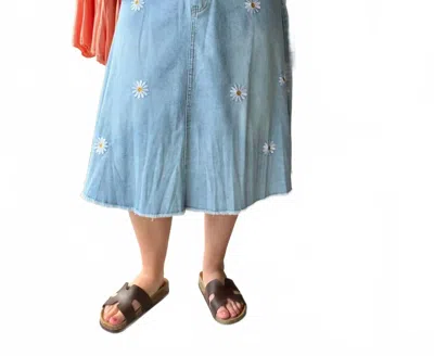 Anniewear Women's Daisy Embroidered Denim Skirt In Blue