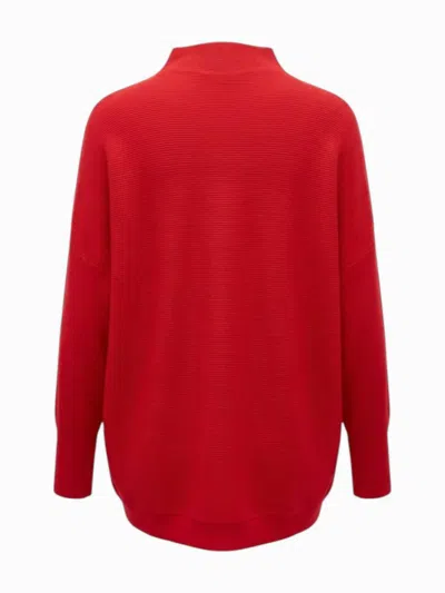 Anniewear Women's Oversized Fit Textured Sweater Tunic Top In Red