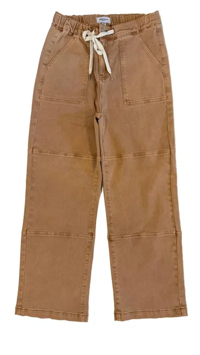 Anniewear Women's Stretched Mineral Wash Patch Jeans In Vintage Sandstone In Brown