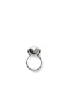 Annika Inez Small Ellipse Sphere-design Ring In Metallic