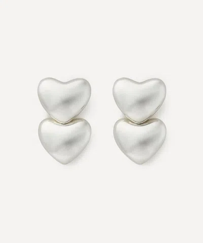Annika Inez Sterling Silver Dual Voluptuous Heart Stud Earrings