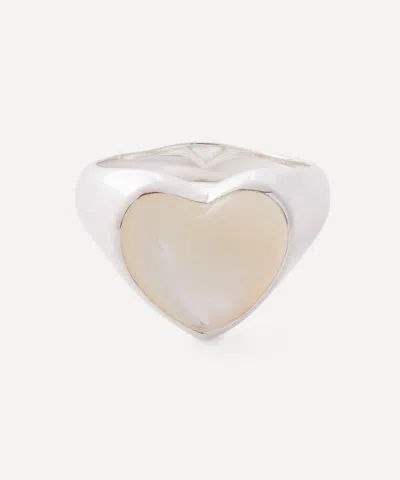 Annika Inez Sterling Silver Pearl Heart Signet Ring