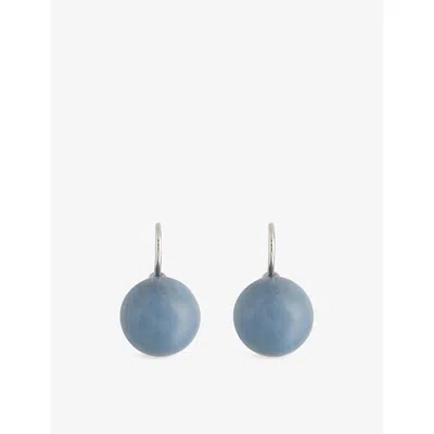 Annika Inez Womens Sphere Stone 925 Sterling-silver And Angelite Drop Earrings Silv/jasp