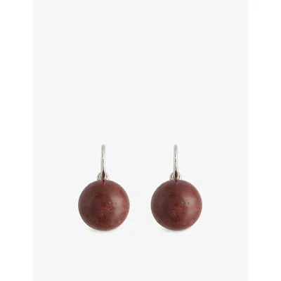 Annika Inez Womens Sphere Stone 925 Sterling-silver And Jasper Drop Earrings Silv/jasp